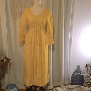 Vintage Yellow Crochet Dress